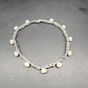 Sterling Silver 7.25" Bracelet With Pearls & CZ Accents